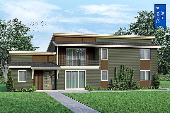 Contemporary House Plan 78426 with 3 Beds, 3 Baths, 2 Car Garage Elevation