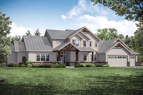 Country, Craftsman House Plan 78428 with 3 Beds, 3 Baths, 3 Car Garage Elevation
