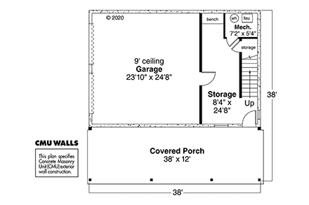 Craftsman 2 Car Garage Apartment Plan 78429 First Level Plan