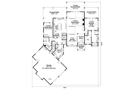 Country, Craftsman, Ranch House Plan 78435 with 4 Beds, 4 Baths, 3 Car Garage First Level Plan