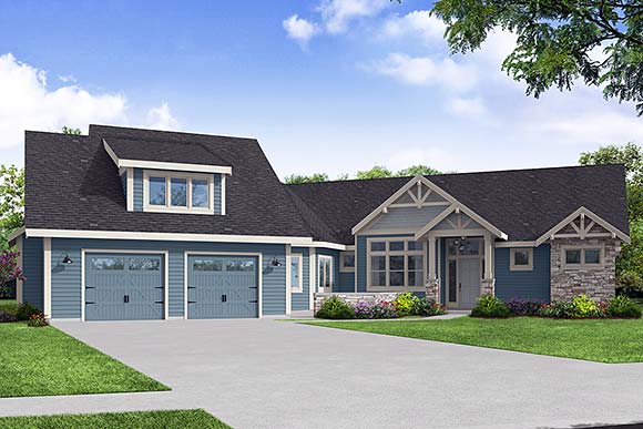 Country, Craftsman, Ranch House Plan 78435 with 4 Beds, 4 Baths, 3 Car Garage Elevation