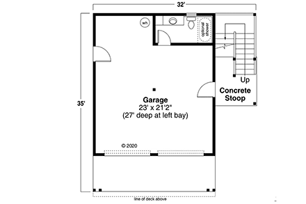 Country, Craftsman Garage-Living Plan 78446 with 1 Beds, 2 Baths, 2 Car Garage First Level Plan