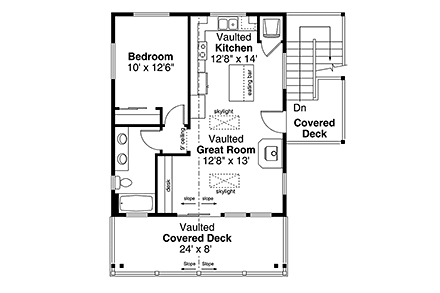 Country, Craftsman Garage-Living Plan 78446 with 1 Beds, 2 Baths, 2 Car Garage Second Level Plan