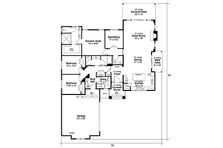 Contemporary, Craftsman, Prairie House Plan 78454 with 3 Beds, 3 Baths, 2 Car Garage First Level Plan