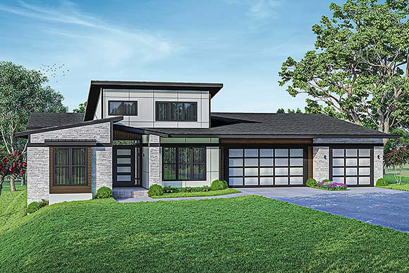 Contemporary House Plan 78461 with 3 Beds, 2 Baths, 3 Car Garage Elevation