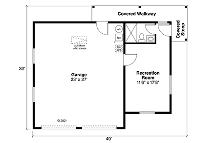 Cottage, Country 2 Car Garage Apartment Plan 78466 First Level Plan