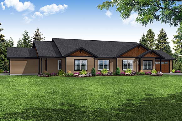 Country, Craftsman, Ranch Multi-Family Plan 78468 with 4 Beds, 4 Baths, 4 Car Garage Elevation