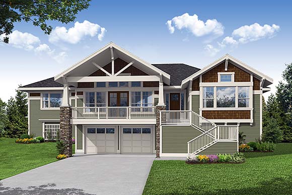 Craftsman House Plan 78477 with 2 Beds, 2 Baths, 2 Car Garage Elevation