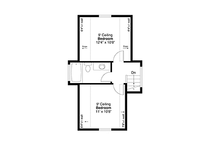 Cabin, Cottage, Country, Traditional House Plan 78483 with 2 Beds, 2 Baths Second Level Plan