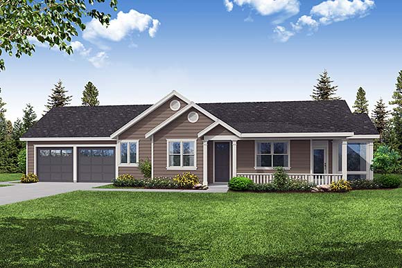 Country, Ranch, Traditional House Plan 78495 with 2 Beds, 2 Baths, 2 Car Garage Elevation