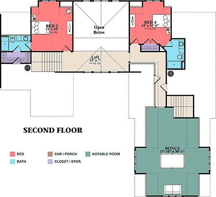 Tudor, Tuscan House Plan 78501 with 5 Beds, 6 Baths, 2 Car Garage Second Level Plan