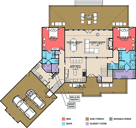 Farmhouse, Traditional House Plan 78502 with 5 Beds, 6 Baths, 2 Car Garage First Level Plan