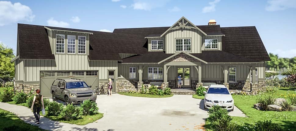 Farmhouse, Traditional Plan with 3623 Sq. Ft., 5 Bedrooms, 6 Bathrooms, 2 Car Garage Elevation