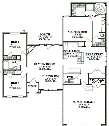 European, Traditional House Plan 78617 with 3 Beds, 2 Baths, 2 Car Garage First Level Plan