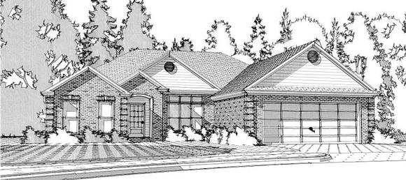 European, Traditional House Plan 78617 with 3 Beds, 2 Baths, 2 Car Garage Elevation