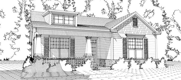 Bungalow, Cottage, Craftsman House Plan 78637 with 2 Beds, 2 Baths, 2 Car Garage Elevation