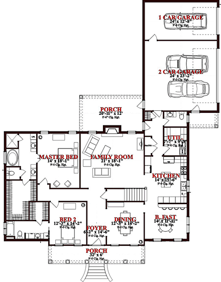 Colonial, Country, European House Plan 78647 with 4 Beds, 5 Baths, 3 Car Garage First Level Plan