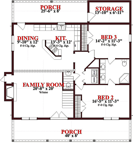 Cabin, Country, Log House Plan 78649 with 3 Beds, 3 Baths First Level Plan