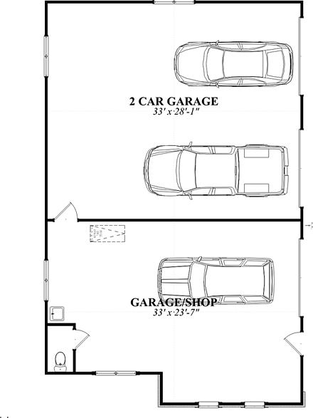 3 Car Garage Plan 78660 with 1 Beds First Level Plan