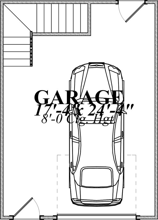 1 Car Garage Plan 78664 Level One