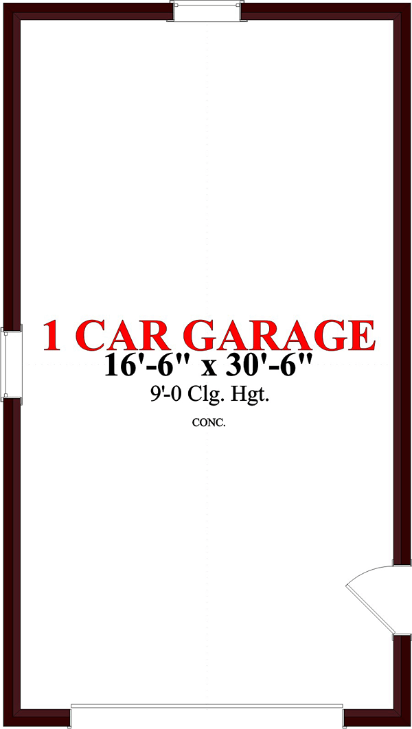 1 Car Garage Plan 78667 Level One