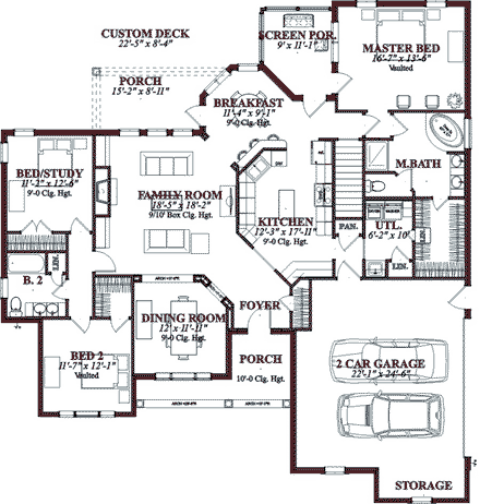 Country House Plan 78711 with 4 Beds, 3 Baths, 2 Car Garage First Level Plan