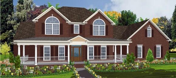Traditional House Plan 78723 with 4 Beds, 4 Baths, 2 Car Garage Elevation