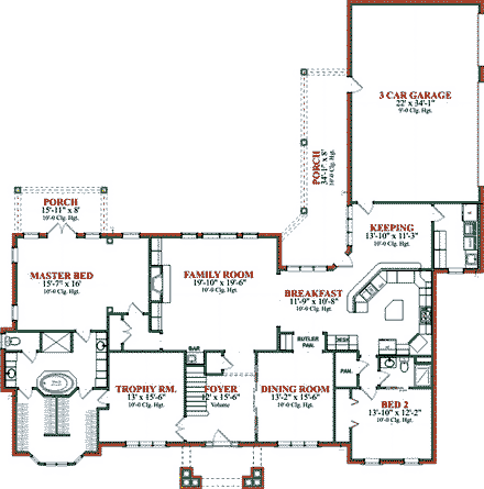 House Plan 78729 with 4 Beds, 4 Baths, 3 Car Garage First Level Plan