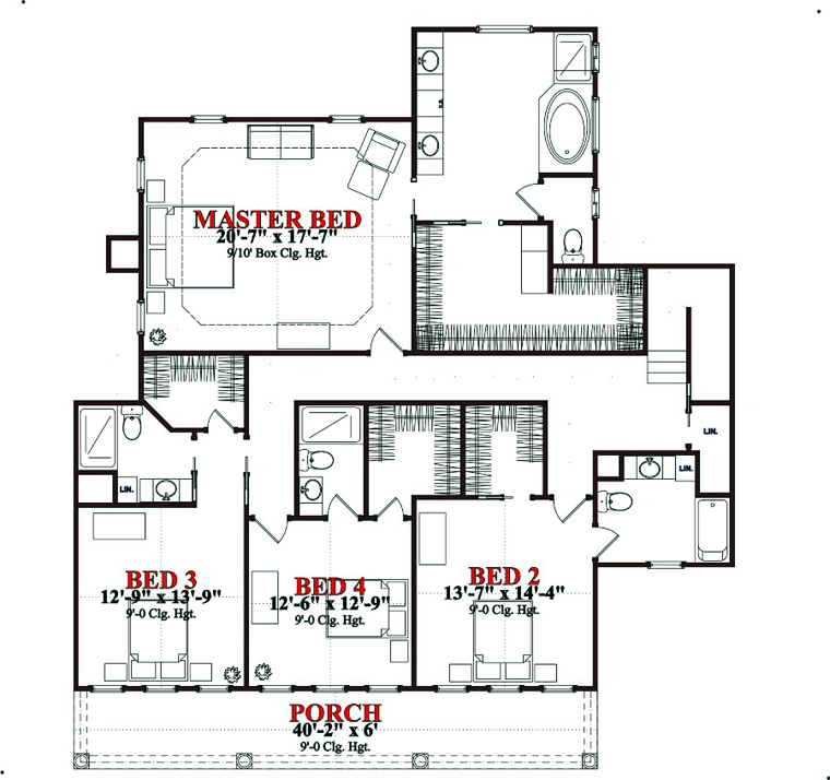 European, Plantation House Plan 78830 with 4 Beds, 5 Baths, 1 Car Garage Level Two