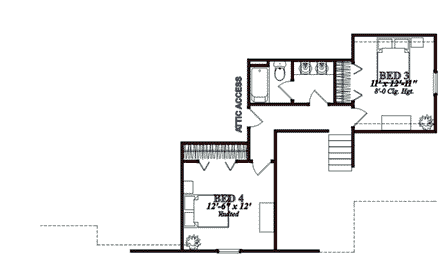 European House Plan 78837 with 4 Beds, 3 Baths, 2 Car Garage Second Level Plan