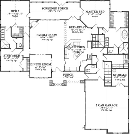 Traditional House Plan 78857 with 5 Beds, 4 Baths, 3 Car Garage First Level Plan