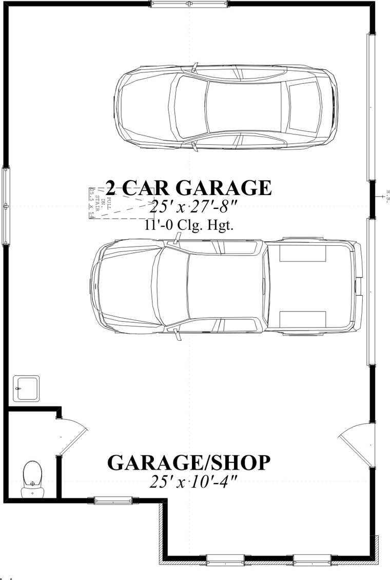 Farmhouse 2 Car Garage Plan 78859 Level One