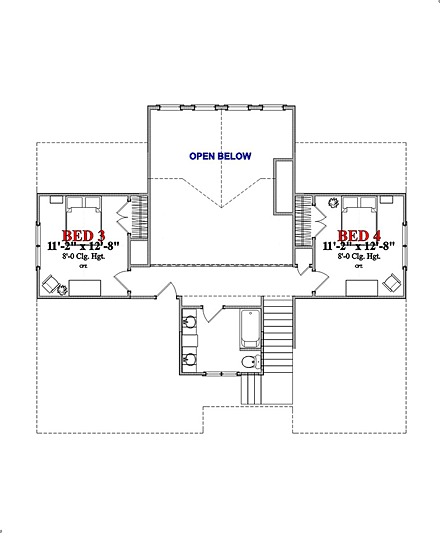 Coastal, Contemporary, Country House Plan 78879 with 4 Beds, 3 Baths Second Level Plan