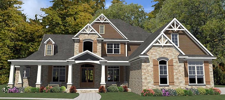 Craftsman, Traditional House Plan 78894 with 5 Beds, 4 Baths, 3 Car Garage Elevation