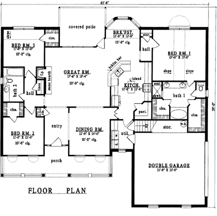 Cape Cod, Country House Plan 79000 with 3 Beds, 2 Baths, 2 Car Garage First Level Plan