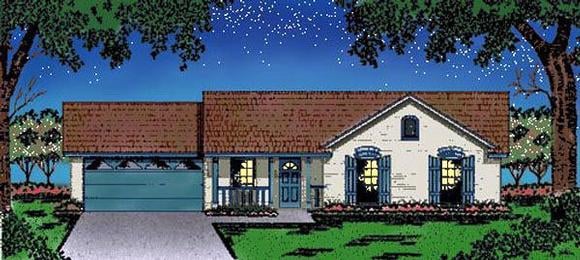 One-Story, Ranch House Plan 79017 with 3 Beds, 2 Baths, 2 Car Garage Elevation