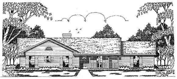 One-Story, Ranch House Plan 79019 with 3 Beds, 2 Baths, 2 Car Garage Elevation