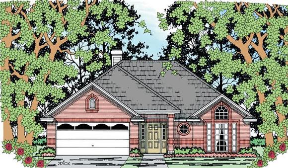 European, One-Story House Plan 79026 with 3 Beds, 2 Baths, 2 Car Garage Elevation