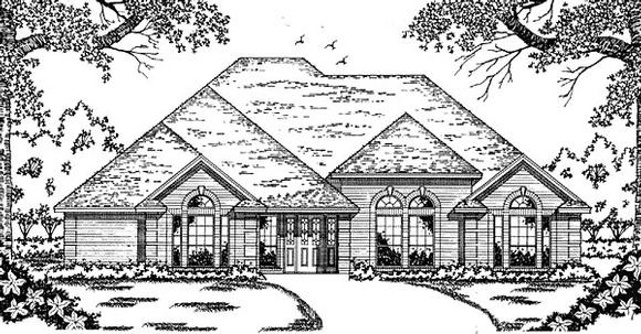 European, One-Story House Plan 79046 with 4 Beds, 3 Baths, 2 Car Garage Elevation