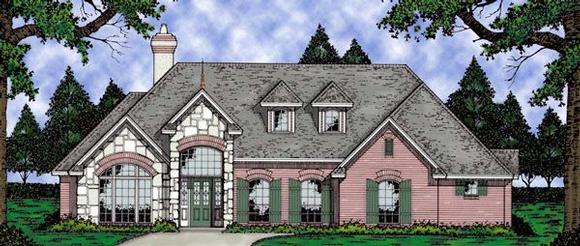 European, One-Story, Tudor House Plan 79076 with 3 Beds, 2 Baths, 2 Car Garage Elevation