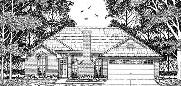 European, One-Story House Plan 79090 with 3 Beds, 2 Baths, 2 Car Garage Elevation
