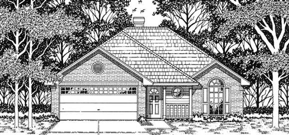 European, One-Story House Plan 79092 with 3 Beds, 2 Baths, 2 Car Garage Elevation