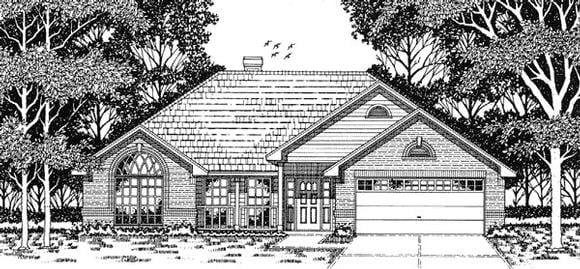 European, One-Story House Plan 79093 with 3 Beds, 2 Baths, 2 Car Garage Elevation