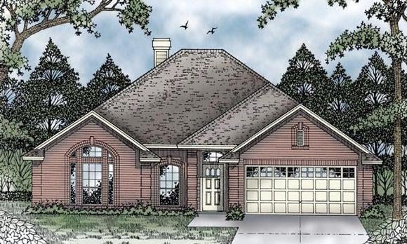 European, One-Story House Plan 79095 with 3 Beds, 2 Baths, 2 Car Garage Elevation