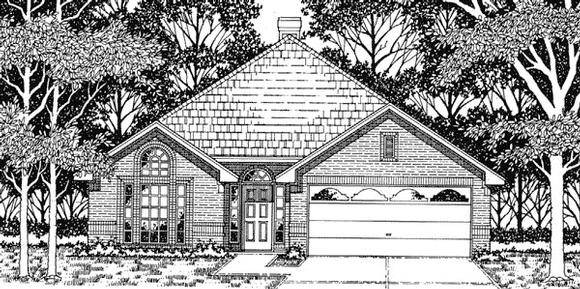 European, One-Story House Plan 79101 with 3 Beds, 2 Baths, 2 Car Garage Elevation