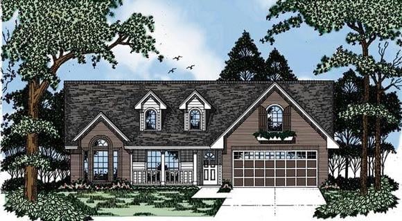 Country, One-Story House Plan 79102 with 3 Beds, 2 Baths, 2 Car Garage Elevation