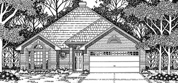 European, One-Story House Plan 79104 with 3 Beds, 2 Baths, 2 Car Garage Elevation