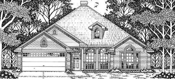 European, One-Story House Plan 79116 with 4 Beds, 2 Baths, 2 Car Garage Elevation