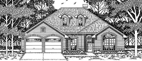 European, One-Story House Plan 79121 with 4 Beds, 2 Baths, 2 Car Garage Elevation