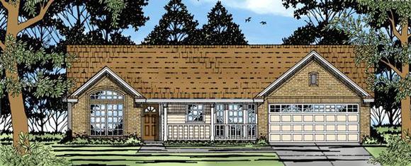 One-Story, Traditional House Plan 79128 with 3 Beds, 2 Baths, 2 Car Garage Elevation